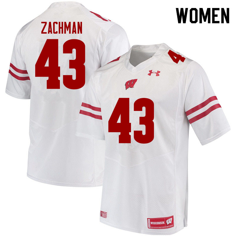 Wisconsin Badgers Women's #43 Preston Zachman NCAA Under Armour Authentic White College Stitched Football Jersey SS40Q15TE